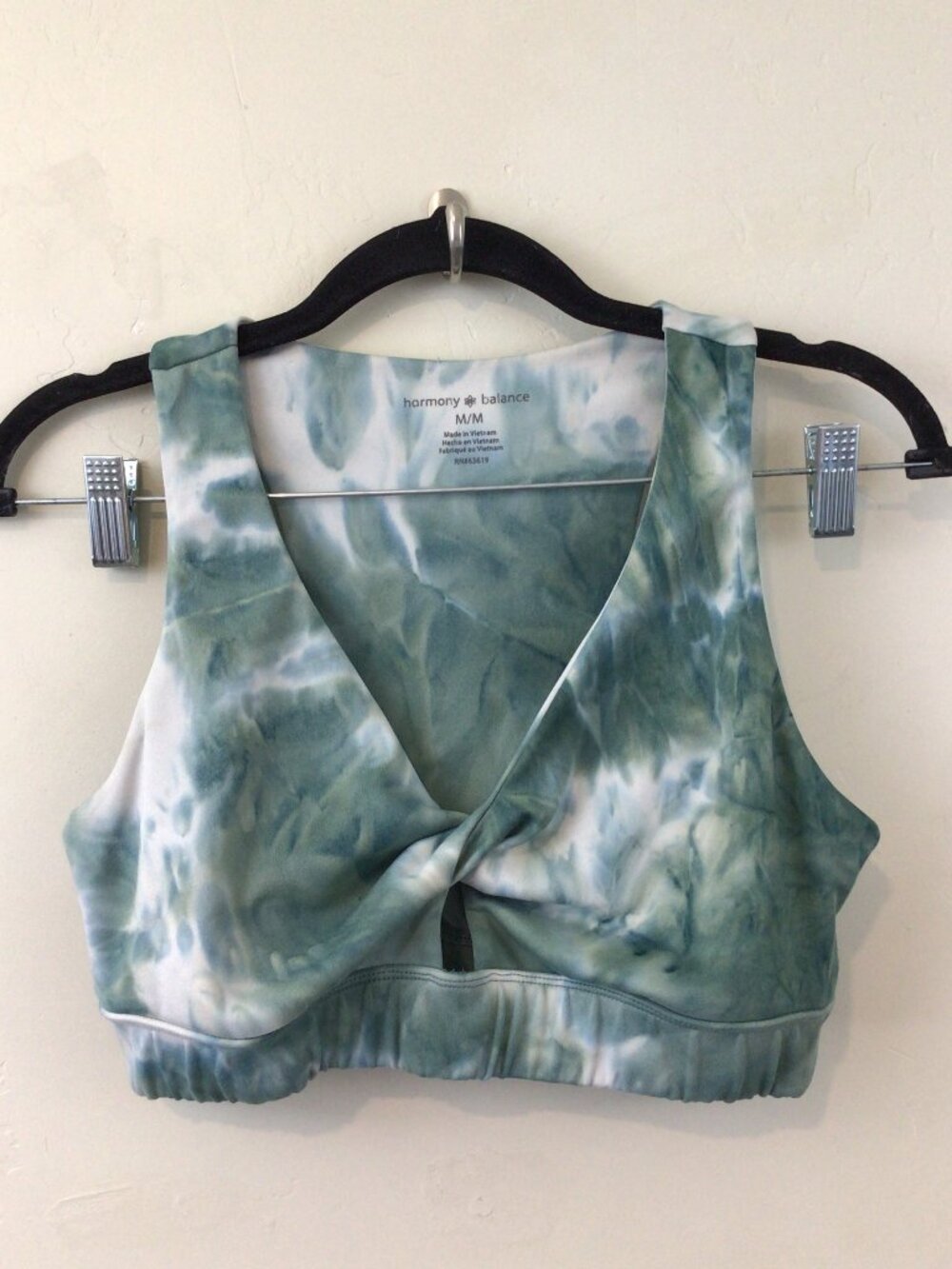 Harmony & Balance Green and White Tye Die Sports Bra Size M